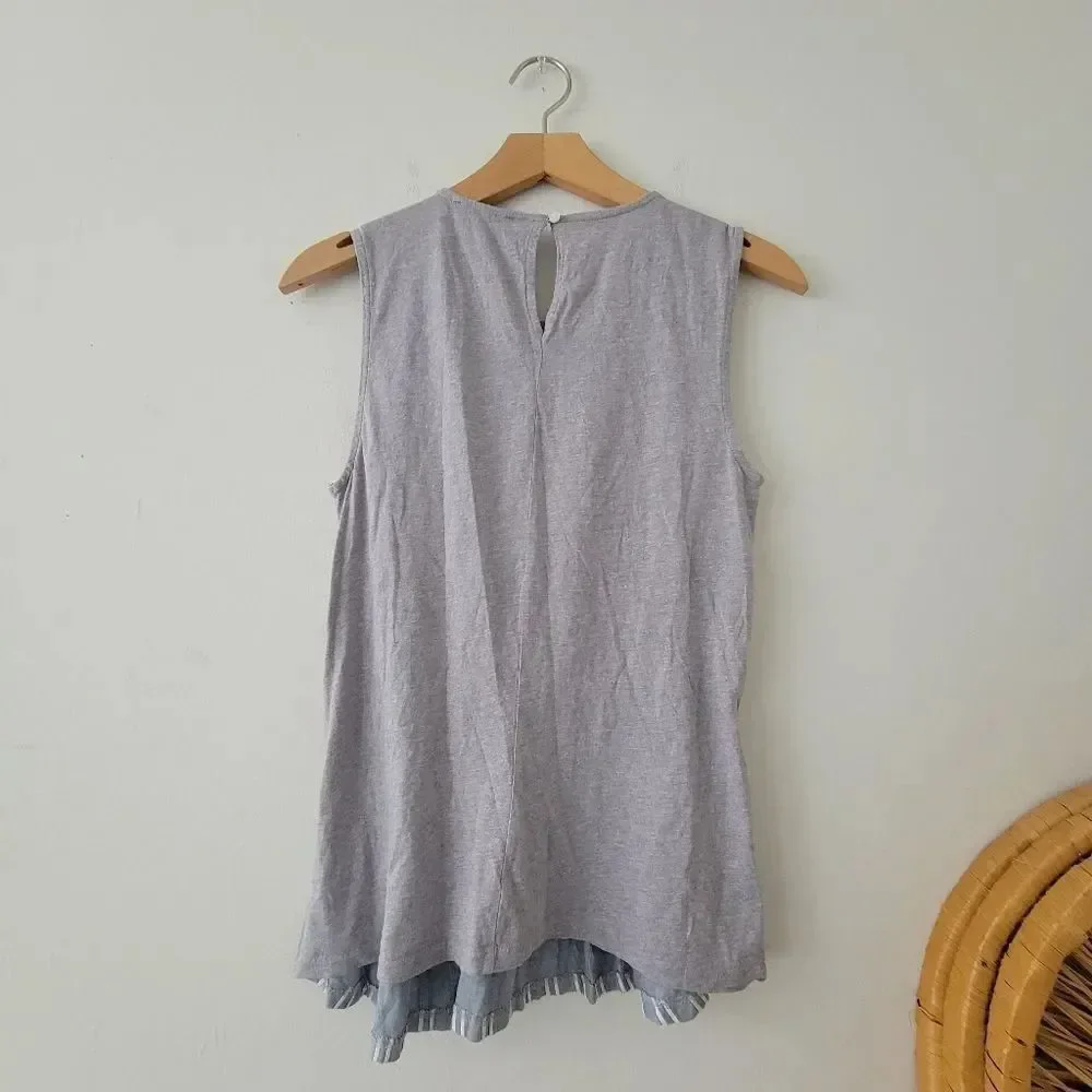 J.Crew Sleeveless Chambray Peplum Top Striped Gray Blue XS